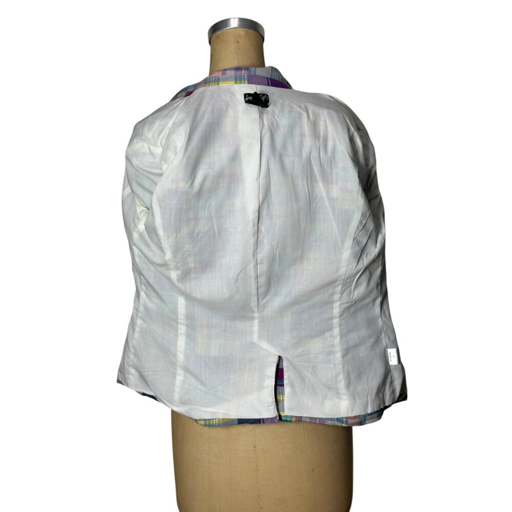 Vintage womans blazer in madras plaid patchwork by Lord & Taylor Size S/M - Picture 9 of 10